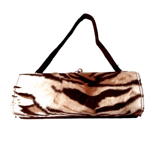 Vintage Mini Tiger Print Faux Fur Handbag, Clutch, Evening Bag, Mini Bag - Picture 1 of 10
